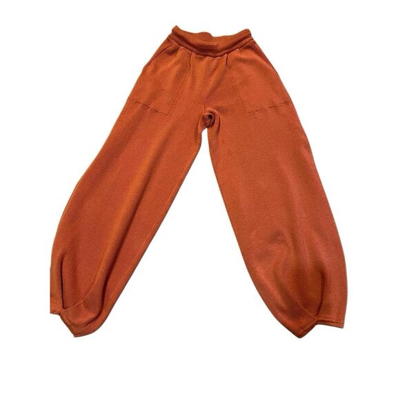 Free People FP Beach Pants Womens XS Knit Jogger Baggy Freya Stretch Rust Linen - Picture 2 of 10